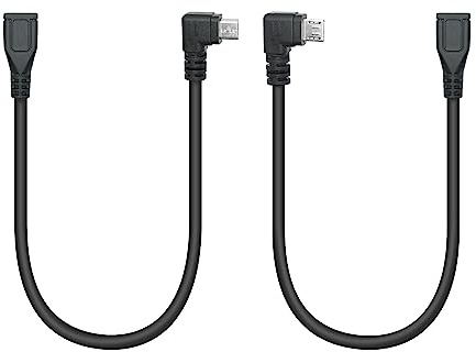 Lot de 2 rallonges micro USB courtes - 90 degrés - Angle gauche et droit - Câbles de charge et de synchronisation de données pour appareils micro USB - Pour téléphone