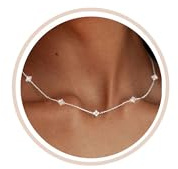FUNEIA Gold Silber Kette Damen 14 Karat Vergoldete Halskette Cubic Zirkonia Choker Herz Schmetterling Blume Kette Hypoallergene Wasserfest Statement Kette Prsonalisiert Modeschmuck Geschenke