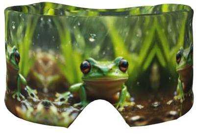 Schlafmaske mit Frosch- und Regendruck, weich, hautfreundlich, Augenabdeckungen, lichtblockierende Schlafmaske für Reisen, Yoga, Nickerchen