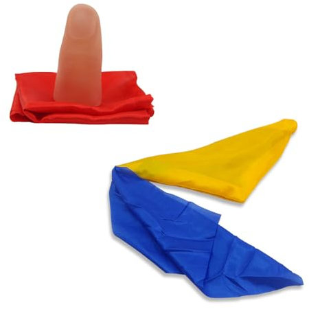 GXGM Tour de Magie Doigt Faux Pouce Pouce Magique Pouce Tour de Magie Faux Doigt Farce Pouce Magique Tissu d'Entraînement Rouge pour Halloween Performance, écharpe qui change de couleur