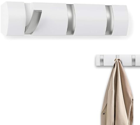 AONAT Coat Hooks Wall Mounted,Self-Adhesive Modern Wall Hooks,Modern Wall Coat Rack with 3 Hooks,Folding Metal Wall Hooks for Hanging Towel Clothes Keys,Hats