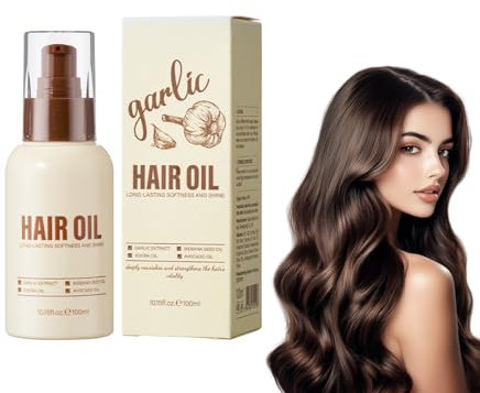 Huile Capillaire à l'Ail 100ml, Garlic Hair Oil, Traitement Intense pour Cheveux Abîmés, Repousse et Brillance – Formule Naturelle pour des Cheveux Plus Forts et Plus Sains