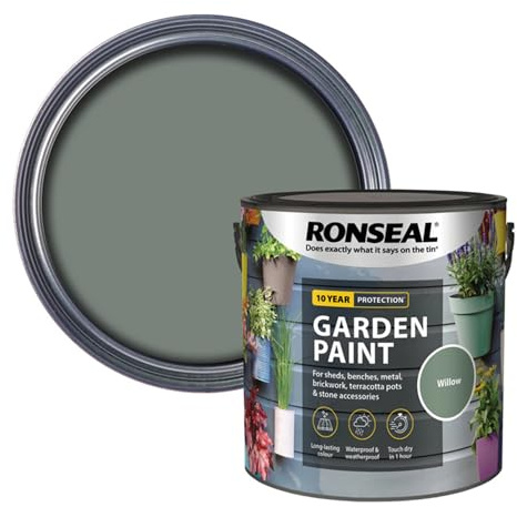AOC24 Garden Fence Paint 2.5l – Multi-Surface Exterior Paint for Wood, Brick, Metal, Stone & Terracotta – Waterproof, Resists Fading, Matt Finish for Sheds, Fences, Garden Furniture Paint Willow