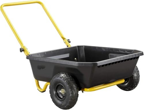 RVIFY Handwagen Kippwagen, 2-Rad-Gartenwagen mit klappbarem Griff, 4 Cu Ft, 300 Pfund. Kapazität, Schwarz/Gelb Leichte Transportkarre