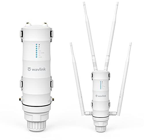 WAVLINK AC1200 Outdoor WiFi Extender, Weatherproof Dual Band Outdoor Access Point with POE, High Power Long Range WiFi Extender Signal Booster, 4x7dBi Antennas, AP/Router/Repeater Mode