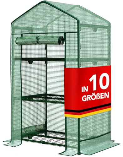 Floordirekt - Gewächshaus UV-beständig - Gewächshaus mit Metallablagegitter - Langlebig. Witterungsbeständiges Pflanzenhaus für Gemüse Kräuter. Blumen (49x69x127cm Bloom 3 Etagen)