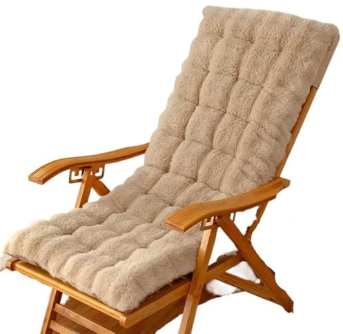 ZFIHAV Liegestuhl Kissen Schaukelstuhl-Plüschkissen, Outdoor-Gartenstuhlkissen, rutschfeste Hochlehner-Stuhlpolster, Sonnenliegen-Kissen Für Ruhesessel(Coffee,50x125CM)