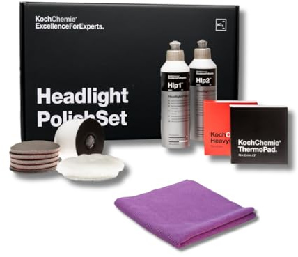 wortek Scheinwerfer Aufbereitung Set aus Koch Chemie Headlight Polish Set Scheinwerfer Politur für Matte Scheinwerfer Blinde Scheinwerfer inkl. Zubehör
