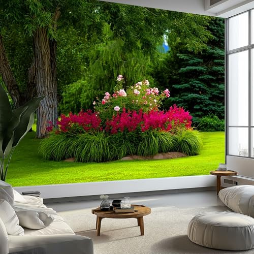 250 x 175 cm Papel pintado mural Verde Arte Papel tapiz Fotomural Naturaleza Jardín Césped, Moderna Decoración Tejido no Tejido Decoración De Pared Sala Cuarto