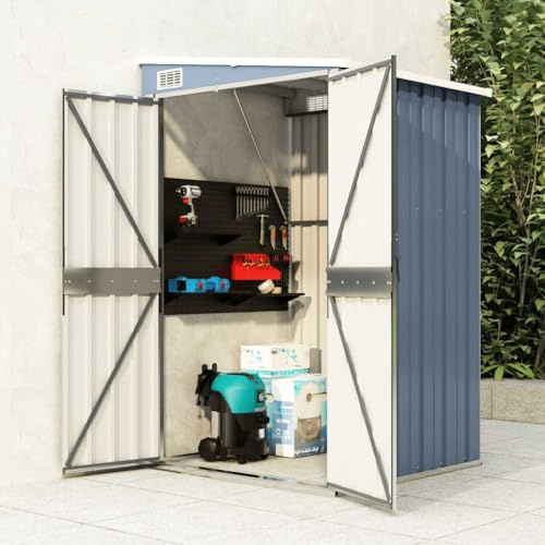 Gerätehäuser Garagenzelt, Anbauschuppen Grau 118x100x178 cm Verzinkter Stahl für Hinterhof, Terrasse, Rasen