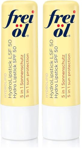 frei öl HydroLipstick LSF 50 – Lippenpflege mit Hyaluron & 5 in 1 Sonnenschutz, 4.5 g (Packung mit 2)