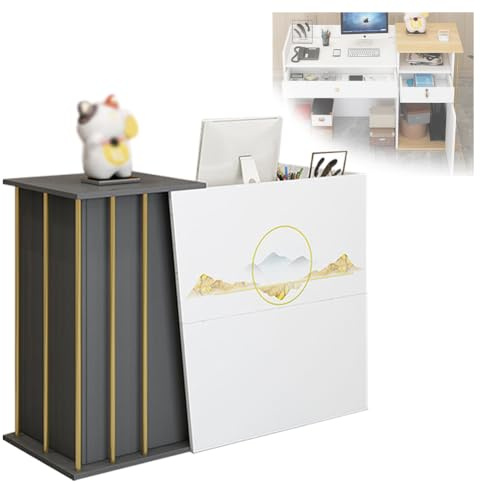 Pobbycrafm Empfangstheke Mit Schublade Und AblagefäChern Empfangstheke Holz Rezeptionstheke Empfangstresen Kosmetik Rezeption Schreibtisch FüR Laden BüRo Messe Firmenhallen Hotel B 90x100 cm