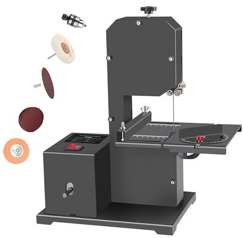 Ymnogjie Sega Circolare da Banco Compatta e Sega a Nastro,per Il Taglio di Pannelli e Piccoli Progetti,Sega a Nastro per Ferro,Sega Troncatrice per Legno Alluminio Metallo Rame