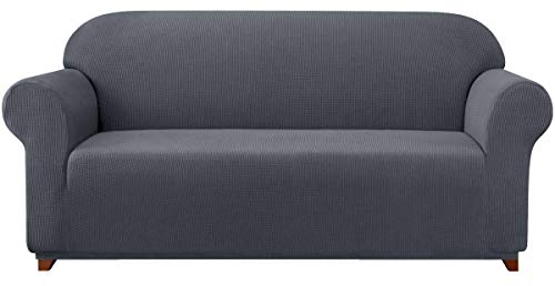subrtex 1 x Sofabezug, Polyester, elastisch, Sitzbezug für Sofa (2-Sitzer, Grau)