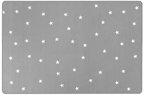 Primaflor Kinderteppich Stella | Grau | 140 x 200 cm | Robust, pflegeleicht und für Fußbodenheizung geeignet; Sternenmuster als Spielunterlage und Dekoration im Kinderzimmer