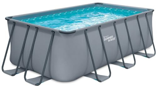 Habitat et Jardin - Piscine Tubulaire Rectangulaire Ludo 2 (L) 4,01 x (l) 2,01 x (H) 1,22 m - Piscine de Jardin en PVC 3 Couches Résistante et Design - Echelle de Sécurité
