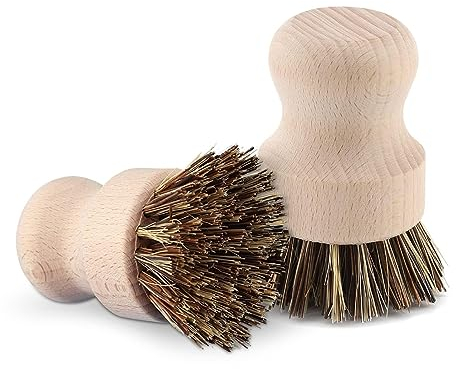 Cepillo para macetas, Cepillo Suave para Fregar Verduras, Cepillo para Setas, Cepillo de Limpieza con Mango de Madera para Patatas, Frutas y Verduras