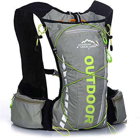 GOLDGOD Leicht Fahrrad Rucksack, Atmungsaktiv 10L Wanderrucksack Reiserucksack Mit Überlebenspfeife Tagesrucksack Reiten Zum Outdoor-Sportarten Camping Laufen,Grau
