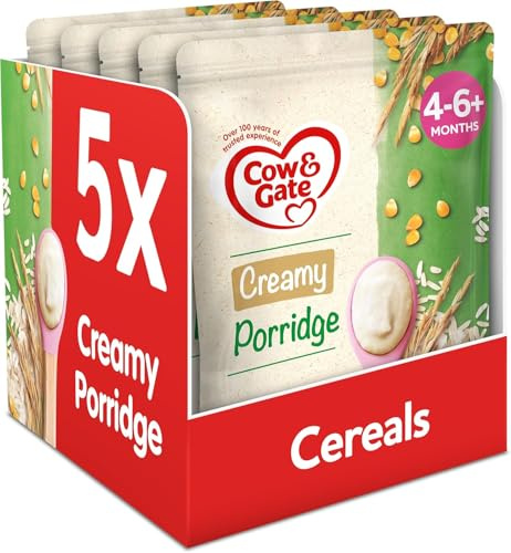 Cow & Gate Creamy Porridge Baby Food Cereal, 4-6+ Months, 125g (Pack of 5)