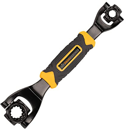 Profi-Partner Universal-Schraubenschlüssel – Steckschlüssel 8 in 1, Multifunktions-Ringschlüssel 8–19 mm, 2 drehbare Ringschlüsselköpfe, Reparatur, Rutschfester Griff