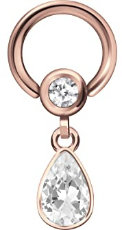 PIERCINGLINE Chirurgenstahl Klemmkugelring KRISTALLTROPFEN BCR Piercing Nase Ohr Farb & Größenauswahl