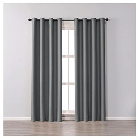 Verdunklungsvorhänge Ösen, Moderne Gardinen Schlafzimmer 2er Set Baumwolle Einfarbig Vorhänge für Heimtextilien 132x244cm Dunkelgrau