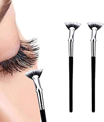 Dolly Mascara Fan Brush, Anjoize Eyelash Brush, Angled Fan Shaped Eyelash Brush, Portable Folding Cosmetic Brushes Eyelash Bent Applicators (2pcs)