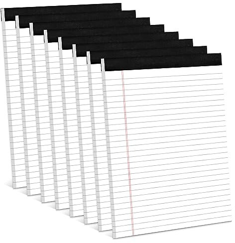 8 Stück weiße Notizblöcke, 21,6 x 27,9 cm, linierte Notizblöcke, 21,6 x 27,9 cm, legale linierte Schreibblöcke für Schule, 30 Blatt, weiß linierte Papierblöcke, Notizbuch für Arbeit, rechtliche