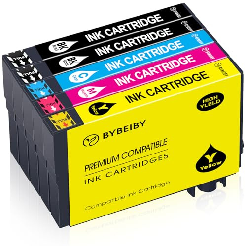BYBEIBY 405XL Multipack Kompatibel für Epson 405 405XL Druckerpatronen für Epson Workforce Pro WF-3820 WF-3825 WF-4820 WF-4825 WF-4830 WF-7830 WF-7835 WF-7840 (5 Pack, 2Schwarz Cyan Magenta Gelb)