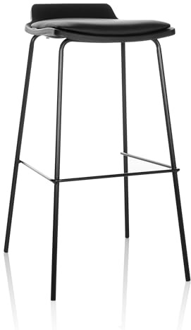 hjh OFFICE Barhocker im Industrial Style LONSO 10 Kunstleder Sitz gepolstert, Barstuhl, Sitzhocker, Metall Schwarz