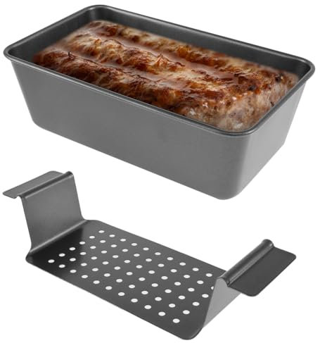 Meatloaf Pan Non-Stick Bread Baking Pan with Drain Tray Heat Resistance Baking Loaf Tin Banana Bread Tin for Baking