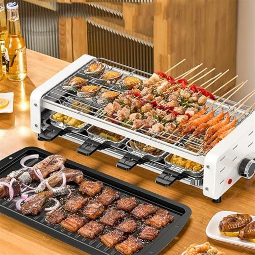 Taygate Parrilla electrica Parrilla eléctrica 1800W, Barbacoa Blanca sin Humo, Parrilla Interior for el hogar, eléctrica Desmontable(Upgrade-M-Package 1)