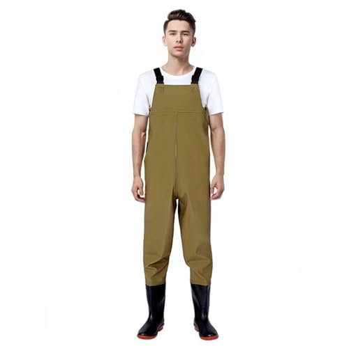Wathose Herren Wasserdicht Anglerhose Damen Regenhosen Regenstiefel 2 in 1 Neopren -Regenlatzhose Lang Outdoorhose Atmungsaktiv Winddichte Arbeitshose Watthosen Watstiefel Hose Gummistiefel