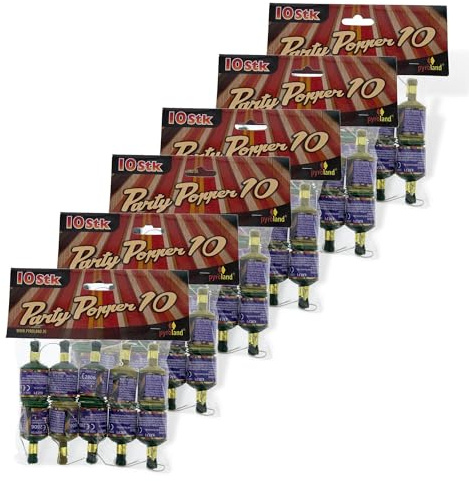 AKTIVHANDEL Party Popper 60er Set Tischfeuerwerk, Party Deko für Silvester, Geburtstag, Hochzeit und Feiern, Feuerwerk der Kategorie F1 inkl. Einkaufswagenchip