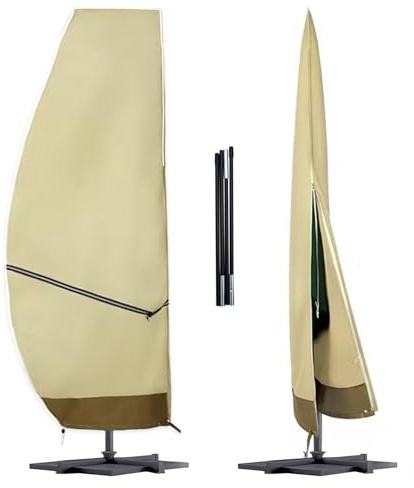 Lebouri Garden Parasol Cover Waterproof: 600D Heavy Duty Anti UV Banana Cantilever Parasol Cover - Large Garden Umbrella Covers for Outdoor Umbrellas 2-4m | Large Offset Banana Cantilever Umbrella Covers for Deck/Backyard/Garden - All-weather Windproof UV-resistant Easy Install