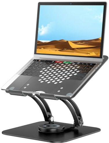 tounee Justerbart laptopstativ för skrivbord, ergonomisk laptophållare med 360° roterande bas, bärbart aluminiumdatorstativ laptophöjare kompatibel med MacBook, Air, Pro, alla bärbara datorer 10-16