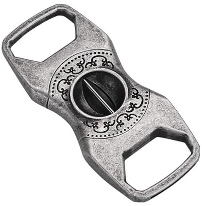 LZM-DIEWLEI Cortadores de puros para hombre, de acero inoxidable, guillotina, cortador de puros de doble hoja, corte en V, se adapta a casi tamaños de cigarros (plateado)