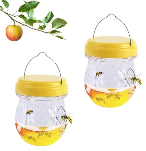 Wasp Traps Outdoor Hanging - Bee Traps Wasp Deterrent With Light for Yellow Jackets Hornets - Plastic Fly Traps Outdoor Patio - Effective Bee Wasp Traps for Outdoor Use