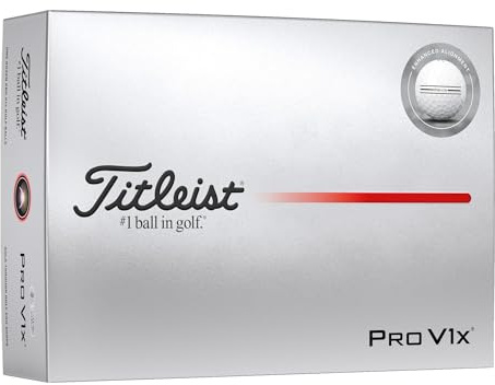 Titleist Pro V1x Golf Ball, Pack of 12, White, Enhanced Alignment