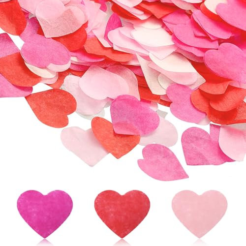 10000 Pezzi Coriandoli Biodegradabili coriandoli cuore, 3 Colori Romantici coriandoli per Matrimonio, San Valentino, Natale, Anniversario, Compleanno Carta Decorazione da Tavolo (100g)