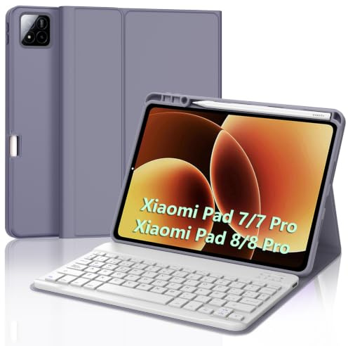 FOGARI Teclado para Xiaomi Pad 8/8 Pro 2026 11.2 | Funda con Español Ñ Teclado Bluetooth para Tablet Xiaomi Pad 7/8 Pro 11.2, Púrpura