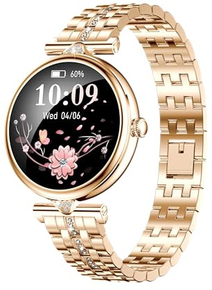 SEND UP Elegante e sportivo Donna, 1.28 AMOLED Smartwatch. Effettua/Risposta Chiamate, Cardiofrequenzimetro, analisi del Sonno, Contapassi, Impermeabile IP68 Fitness Tracker per iOS Android