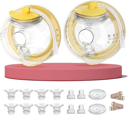 Hands-Free Collection Cups for Medela Breast Pumps - Compatible with Freestyle Flex/Pump in Style with MaxFlow/Swing Maxi Pump Parts, Includes 27mm Flange + 17/19/21/24mm Inserts
