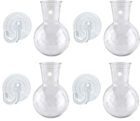 Lot de 2/4 pots de fleurs hydroponiques à suspendre en acrylique avec crochets à ventouse pour décoration de fenêtre de maison, de bureau