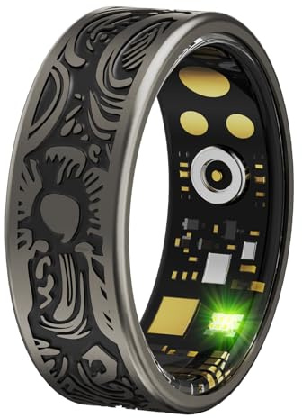 findtime Smart Ring Fitness Ring Android Carbon Fiber Health Rings Pedometer Heart Rate Blood Oxygen Sleep Tracker Activity Trackers for Sports Time, Distance, Calories Compatible with Android iOS