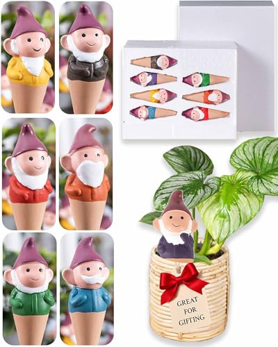 CCFREELIFE Lot de 7 pics d'arrosage en terre cuite pour plantes d'intérieur, piquets d'arrosage automatique avec design mignon, petits dispositifs d'arrosage pour plantes, décoration de jardin