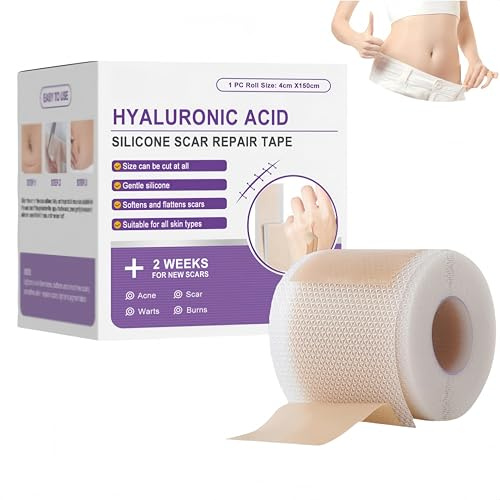 Hyaluronsäure-Silikon-Narbenband, wiederverwendbares Behandlungsband zur Narbenentfernung, professionelle Silikon-Narbenfolien für Kaiserschnitte, weich und bequem für alle Hauttypen (1 Packung)