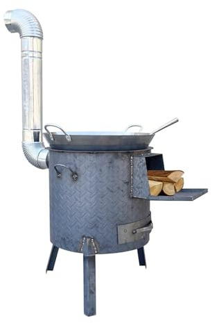 Poêle à Bois Portable Extérieur avec Anneaux de Cuisinière pour Ustensiles Divers, Cuisson en Plein Air, Camping, Urgences, Survie, Jardin ou Cabane(48cm)