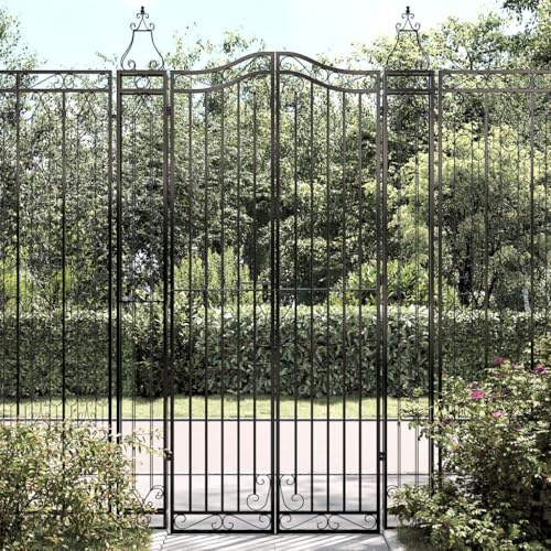 Portail de Jardin en Fer Forgé, Portillon de Jardin Noir avec Verrou Intégré, Design Décoratif et Robustesse, pour Clôture de Jardin et Terrasse, Couleur Noir, 121 x 8 x 200 cm