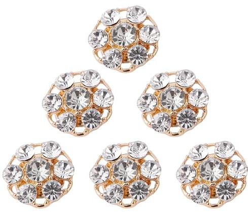 Skjortknappar med strass – 6 stycken knappskydd, glänsande klädklämmor, dekorativa kostymtillbehör | lätt att applicera stil för blus, , outfit, elegant utseende, bröllop